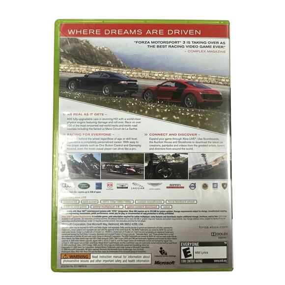 Forza Motorsport 3 (Microsoft Xbox 360, 2009) Authentic, CIB, Tested - Picture 4 of 5